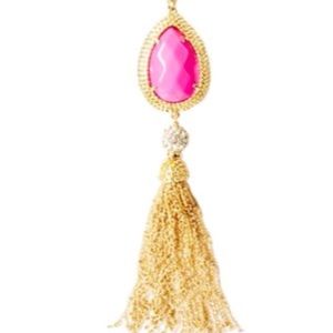 Lilly Pulitzer Pink Stone Gold Tassel Necklace